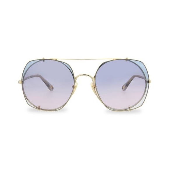 CHLOE DEMI GOLD BLUE GRADIENT SQUARE AVIATOR SUNGLASSES CH0042S - Picture 3 of 6